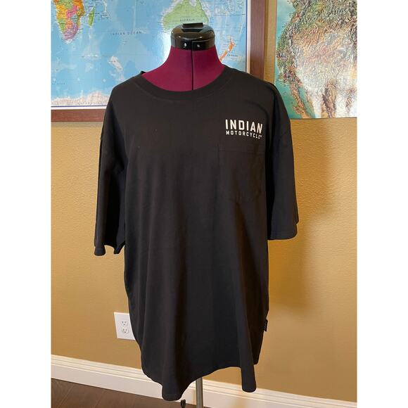Indian Motorcycle Men’s Black Circle Logo Pocketed T-Shirt XL - Picture 1 of 7